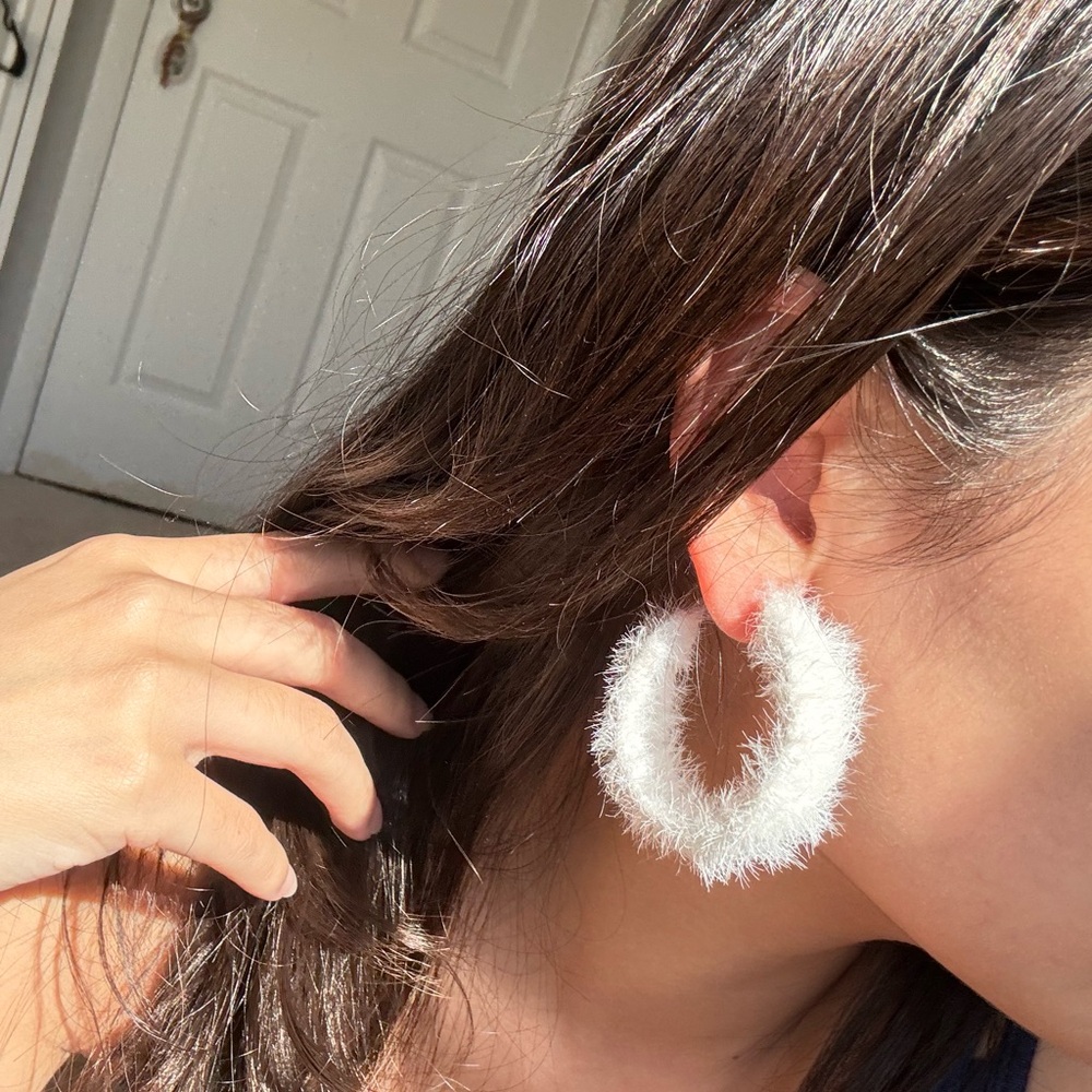 Elegant White Hoop Earrings